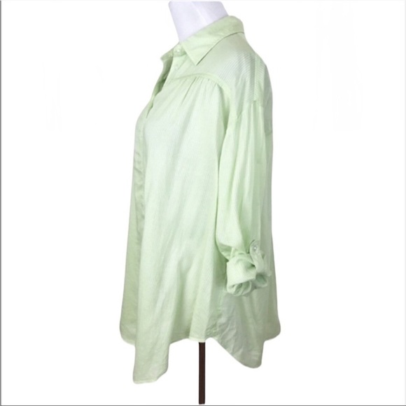NWT Maurices Oversized Striped Long Sleeve Button Front Shirt Green Size Small - Picture 3 of 7